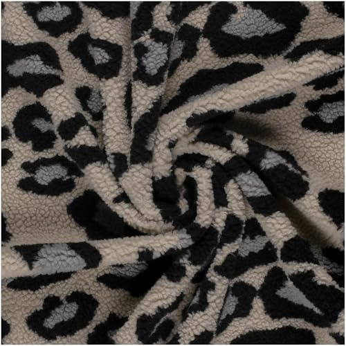 Teddystoff Leopard Fleecestoff Stoff Zuschnitt ab 0,5m x 155cm Oeko-Tex Kunstpelz Meterware