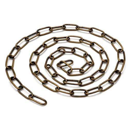 PUNTO ES LIGHTING Cadena para Lámpara de Techo 1 m – Bronce Envejecido – Eslabón 45x20 mm, Grosor 3,8 mm – Cadena de Hierro para Iluminación Colgante