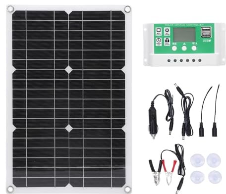 Panneau Solaire 20W Kit Portable Monocristallin PET Résistant à l'eau, Chargeur Solaire avec Port USB pour Bateau et Voiture - Efficacité Élevée, Compatible 12V / 24V, Idéal Camp