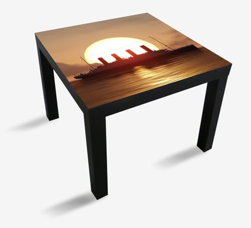 Wallario Möbelfolie selbstklebend/Aufkleber, Tischfolie geeignet für IKEA Lack Tisch - Möbeldeko Ozeandampfer im Sonnenuntergang in 55 x 55 cm