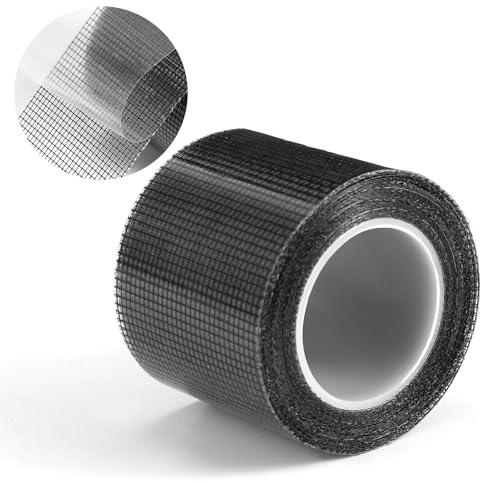 ADLABLD 50mm x 5 m Black Window Screen Repair Tape, Strong Adhesive Fiberglass Mesh Patch Tape for Window & Door Screen Tears, Weather Resistant Screens Repair Tapes