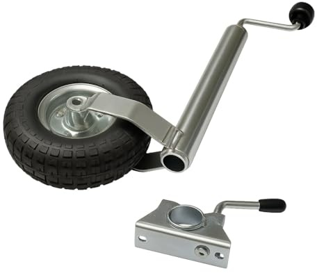 Pneumatic Caravan Jockey Wheel 48MM with Clamp (Heavy Duty Metal Rim Trailer Wheel Guide)