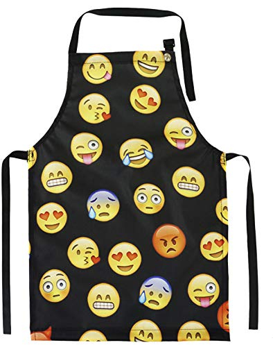 Ferocity Kinderschürze Jugend Malschürze Kunstkittel Kochschürze Apron Teenageralter Werkschürze Emoji Black [074]