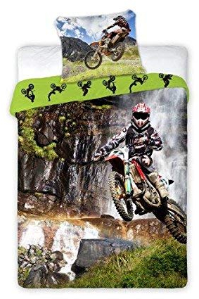 Unbekannt Faro Bettwäsche Set mit Bettbezug 160x200cm und Kissenbezug 70x80cm Motocross