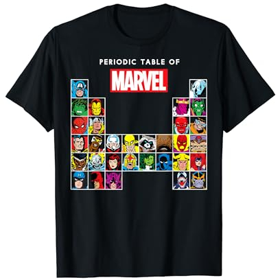 Marvel Periodic Table Of Heroes & Villains Retro Female T-Shirt