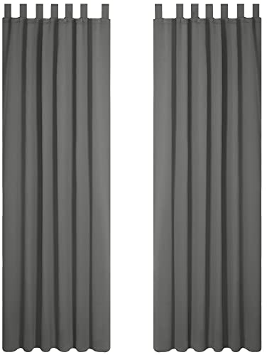 Deconovo Blickdichte Vorhänge Verdunkelungsgardinen mit Schlaufen Dicke Thermogardine Kälteschutz warm Hitzeschutz, 260x140 cm(HöhexBreite), Hellgrau, 2er Set