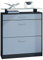 Vladon Zapatero Loret, Armario para Zapatos para 16 Pares de Zapatos con 2 Puertas abatibles y 1 Cajón y Estante de Cristal, Negro Mate/Mezclilla Mate (89 x 104 x 23 cm)