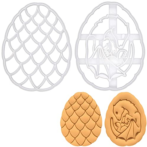 2er Set Dracheneier Ausstechformen (Formen: Drachenei und Drachenfötus), 2 Teile, Bakerlogy