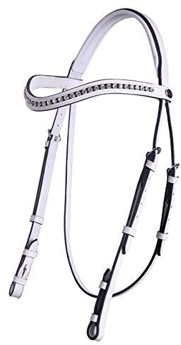 QHP Show Trense Luxe Leder Strasssteine (Warmblut, Weiß)
