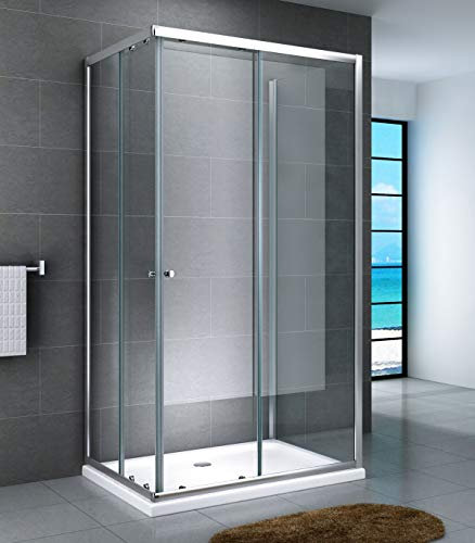 Yellowshop - Box doccia a 3 lati cabina cristallo 6 mm rettangolare quadrato 70 80 90 100 120 (cm 70 x 100 x 70, Cristallo 6mm Trasparente)