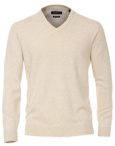 CASAMODA Herren Pullover mit V-Ausschnitt unifarben Elastischer Bund