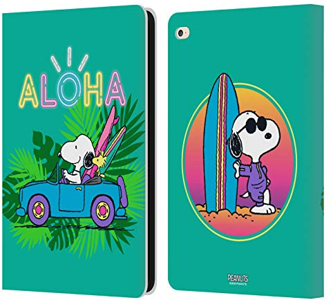 Head Case Designs Offizielle Peanuts Tropischer Surf Snoopy Aloha Disco Leder Brieftaschen Handyhülle Hülle Huelle kompatibel mit Apple iPad Air 2 (2014)