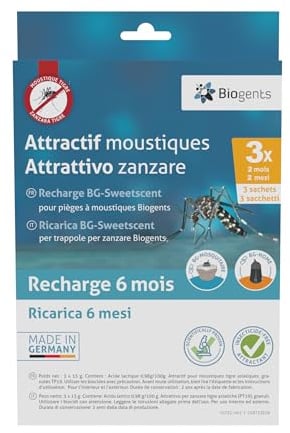 Biogents Recharges 6 Mois | 3x2 Mois | Attractifs Piège Extérieur Anti-Moustiques & Moustiques Tigre BG-MOSQUITAIRE | Efficace Contre Les Moustiques Tigres | Pack De Saison BG-SWEETSCENTX3
