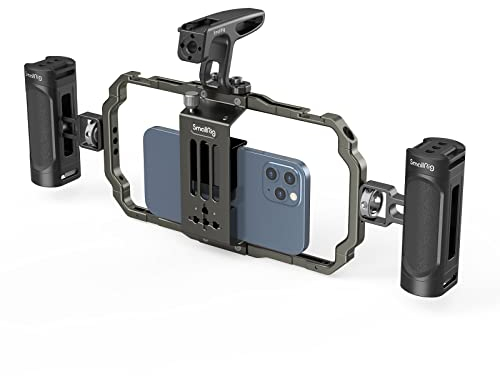 SMALLRIG Smartphone Video Kit, Aluminium Fotografie Filmherstellung Universal Videokäfig, mit Griff Smartphone Rig Kompatibel, für iPhone 14/14 Pro Max/für iPhone 13/13 Pro / 13 Pro Max - 3155B