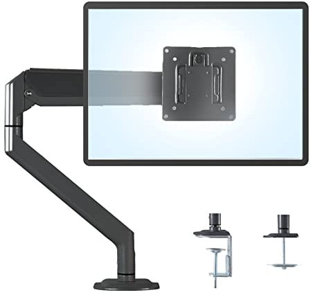 Sunon Single Monitor Desk Mount Full Motion with Gas Spring Fully Adjustable Mounting Arm, Height Adjustable Two Arm Monitor Mount Stand, Ideal for 10 to 32 Inch LED Flat Panel Screens - Black