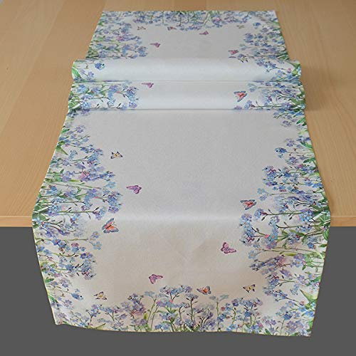 KAMACA Tischläufer Frühling Sommer Bunt Blumen Waschbar Küche Esstisch Dekor waschbare Tisch Dekoration ganzjährig (40x140 Schmetterlingswiese)