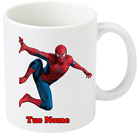 Little Flight SPIDERMAN TAZZA IN CERAMICA personalizzabile PER MICROONDE DA 325 ML PER BEVANDE CALDE