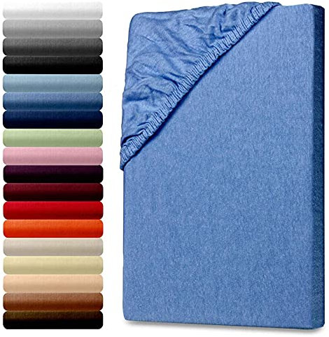 Julido Jersey Spannbettlaken 140x200 cm, Betttuch mit Gummizug, Bettlaken Royal Blau aus Baumwolle, Oeko-Tex Standard 100