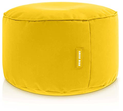 Green Bean Sitzsack-Hocker 25x45cm mit EPS-Perlen Füllung - Fußhocker Fußkissen Sitz-Pouf für Sitzsäcke - Bodenkissen für Kinder und Erwachsene - Fußablage Sitzkissen Sitzhocker Gelb