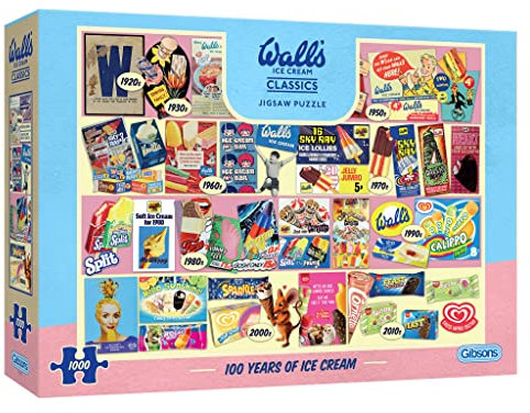 100 Years of Wall's Ice Cream 1000 Piece Jigsaw Puzzle for Adults | Retro Jigsaw Puzzle | Sustainable Puzzle for Adults | Premium 100% Recycled Board | Gibsons Games