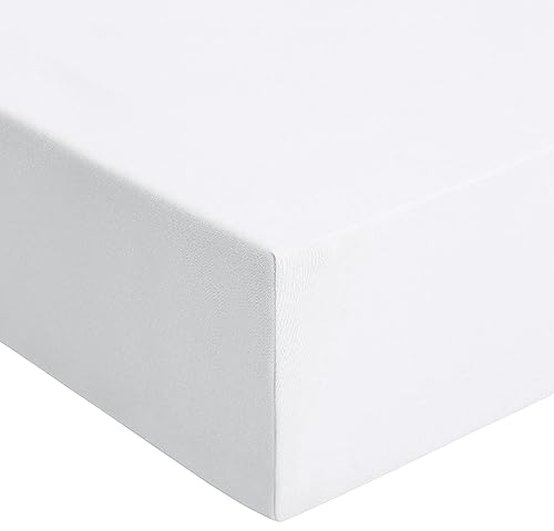 RUIKASI Spannbettlaken 150x200cm Weiß Bettlaken - Oeko Tex Spannbetttuch 150x200 Bettbezug, Mikrofaser Betttuch Bett Laken Bezug 150 x 200 Weiss 30 cm Tiefe Tasche, Bed Fitted Sheet Bedsheet