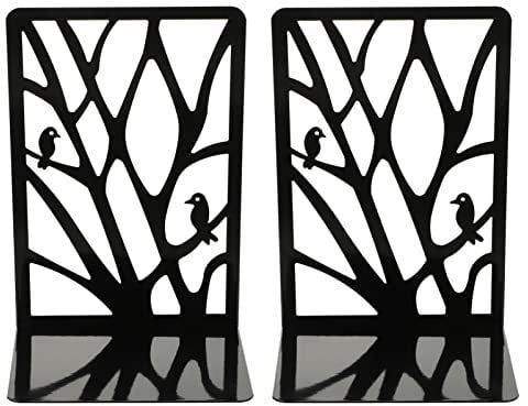 STOBOK 1 pair Practical Hollow Games Book Non- Organizer for Craft Stopper Black Tabletop Iron Storage Home Shape Study Heavy Holder Decoration Bird Ornament Shelves End Supports Stands