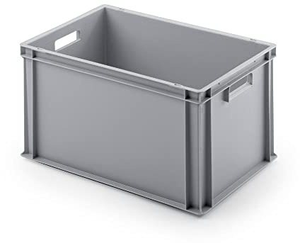 PROREGAL Eurobehälter mit offenem Griff | HxBxT 32x40x60cm | 56 Liter | Grau | Eurobox, Transportbox, Transportbehälter, Stapelbehälter