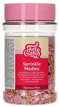 FunCakes Sprinkle Medley Glamour Rosa: Zuckerstreusel, großartiger Geschmack, perfekt zum Dekorieren von Kuchen, Sprinkle Mix. 180 g.