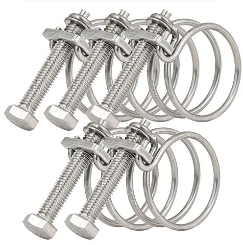 5 Pieces Double Wire Hose Clips, Adjustable 70mm-76mm Water Hose Clamps Stainless Steel Pipe Tube Clips, 11 Sizes Optional Double Wire Plumbing Screw Tight Fastener