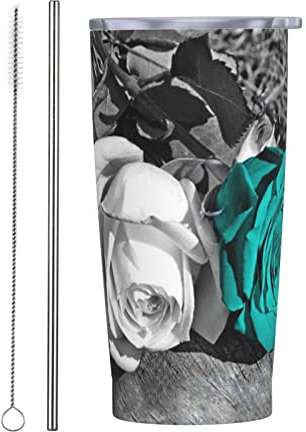 LOUJIN 590 ml Reisebecher Bee Honeybee Tumbler mit Strohhalm und Deckel, isolierte Kaffeetasse, Edelstahl, auslaufsicher für kalte heiße Getränke
