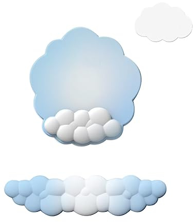 Cloud Handballenauflage für Tastatur und Maus mit Untersetzer, Wrist Rest Set mit Rutschfester Unterseite, Ergonomisches Memory Foam Handgelenkstützen für Computer Laptop, Büro und Gaming, A