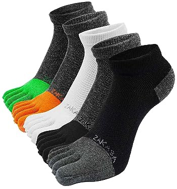 ZAKASA Zehensocken Herren Sneaker Socken: Five Finger Socken Laufsocken Männer Kurze Socken mit Zehen Baumwolle Sportsocken Atmungsaktiv
