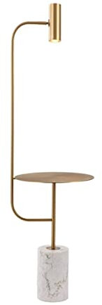 IRYZE Lampadaire sur Pied Lampe sur Pied Lampadaire Lampadaire en Marbre Lampadaire LED Base en Marbre Couleur Laiton LED 8W avec Éclairage De Salon De Palette De Maintien Luminaire sur Pied