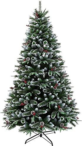 Weihnachtsbaum, künstlicher Baumschmuck, Tannenzapfen, geschmückter Weihnachtsbaum, hochwertige alpine Weihnachtskiefer, PVC-verschlüsselter Weihnachtsbaumständer aus Metall (grün, 6,8 Fuß (210 cm))