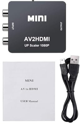 LoLek Conversor RCA a HDMI, convertidor RCA a HDMI, 1080p 720p NTSC/PAL, Apto para DVD, VHS, Camara, Videojuegos Retro, Adaptador RCA a HDMI, Apto para los nuevos televisores