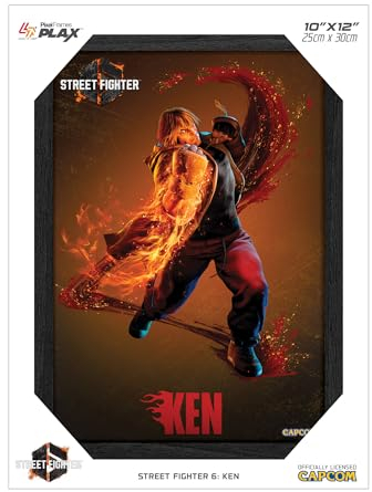 Level Up Labs Pixel Frames PLAX: Street Fighter 6: Ken – 3D-gerahmtes Linsenraster-Poster, 25,4 x 30,5 cm