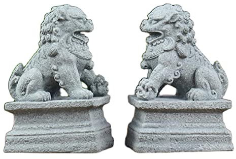 Feng Shui FOO Dog Statue, EIN Paar Pekinger Löwen, Figur Reichtum Porsperity Paar Fu FOO Dogs Chinesische Schutzlöwenstatuen Feng Shui Dekor, Abwehr von Unglück (Größe: 3 x 2,2 x 4,5 cm)