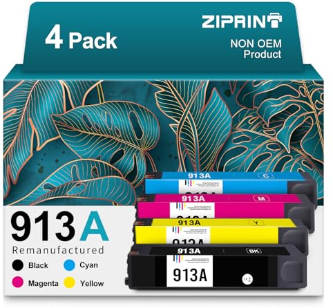 ZIPRINT 913A Kompatible für HP 913A Druckerpatronen Kompatibel mit PageWide 352dw 352dn 477dw 577dw 452dw 477dn 452dn 577z 552dw P55250dw Drucker(Schwarz/Gelb/Cyan/Magenta,4-Pack)