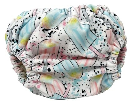 Smart Bottoms Wiederverwendbare Schwimmwindel - Nachhaltig, Verstellbar, Weiche Bündchen, Seitenknöpfe - Passend für Babysvon 3,5 bis 22 kg (Popsicle, M (7-13,5kg))