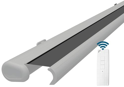 Eclipse Vollkassettenmarkise Premium elektrisch 5,6x3,5m Markise Balkon Terrassenüberdachung Kassettenmarkise Gelenkarm Polyacryltuch UV-Schutz 50+ Smarthome-fähiger Dooya Motor, Markisentuch: Grau