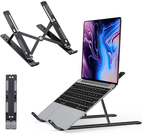 LAC FUTURE Soporte Portatil Mesa, 7 Ángulos Ajustable Laptop Stand, Elevador Portatil Ventilado y Plegable, Soporte Ordenador Portátil compatible con MacBook, Lenovo, HP, PC 10-15.6” y Tableta (Negro)
