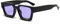 WDZAYXC Vintage Rechteckige Sonnenbrille für Damen Herren Chunky Rectangle Sunglasses Retro Brille UV400 Schutz(Schwarz-Lila)