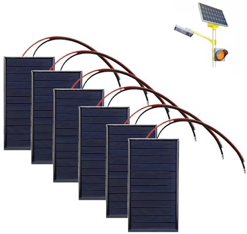 6 Piezas 62 x 36 mm Micro Mini Células de Panel Solar, 3V 0.27W Pequeño Panel Solar Portátil de Silicio Policristalino para Energía de Energía Solar Hogar DIY Proyectos Científicos Cargador de Batería