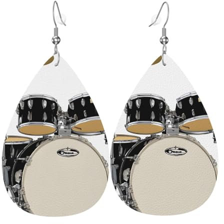 (Jazz Drum) Leder-Ohrringe für Damen, modisch, niedlich, für Mädchen und Damen, Geschenk, Einheitsgröße, kein Edelstein, Einheitsgröße, kein Edelstein, Einheitsgröße, Kein Edelstein