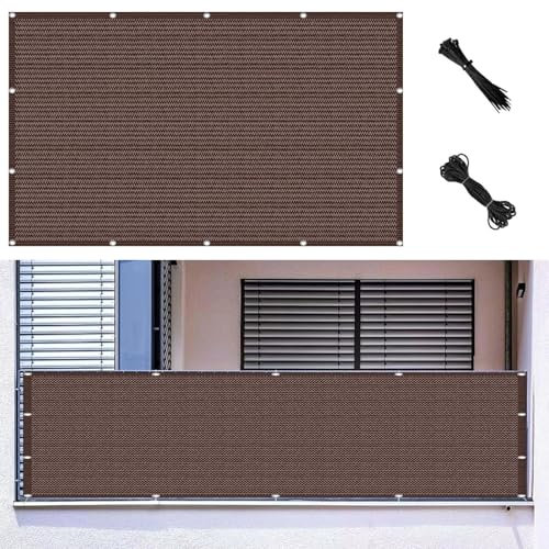 Frangivisto Balcone Giardino 275 x 860 cm HDPE Permeabile, Protezione Solare, Protezione Della Privacy, Leggera Telo Copertura Frangivento per Ringhiera, per Giardino, Marrone