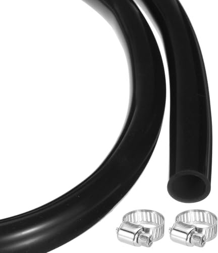 sourcing map 3.3ft Silicone Rubber Tubing 12.7mm x 19mm Plastic Tube Flexible Air Hose for Brewing, Wine Making, Pump Siphon, 1/2 ID 3/4 OD, with 2pcs Clamps, Black