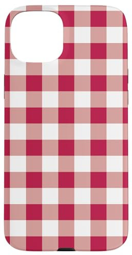Hülle für iPhone 15 Plus Rot & Weiß Gingham Karo Rot Plaid