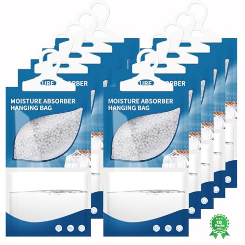 Antimuffa Sacchetti Deumidificatore 10x230g, Vankarr Assorbi Umidità Armadio Sacchetti Deumidificatori per Armadi, Casa Muffa, Cucina, Bagno, Soggiorno, Seminterrato, Camper