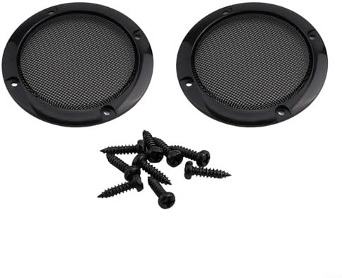Par de cubiertas de red para rejilla de altavoz con tornillos, ideal para mejoras y protección de audio de coche (3 pulgadas)
