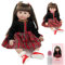 LKBOBIR Reborn Puppe Lebensecht 60 cm Silikon Wie Echt Realistisch Newborn Baby Puppe Echte Babypuppe Reborn Baby Rote Schuhe Realistische Puppe mit Plaid-Kleid und Zubehör